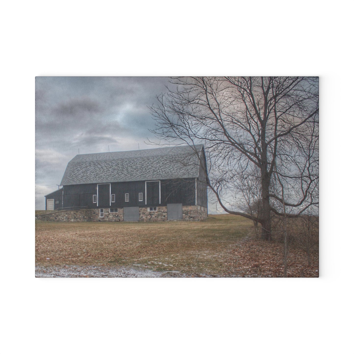 U R There Photography Attica Road Black Rustic Farmhouse Tempered-Glass Cutting Board
