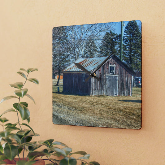 U R There Photography Ray Center Roadside Shack Rustic Farmhouse Acrylic Analog Wall Clock