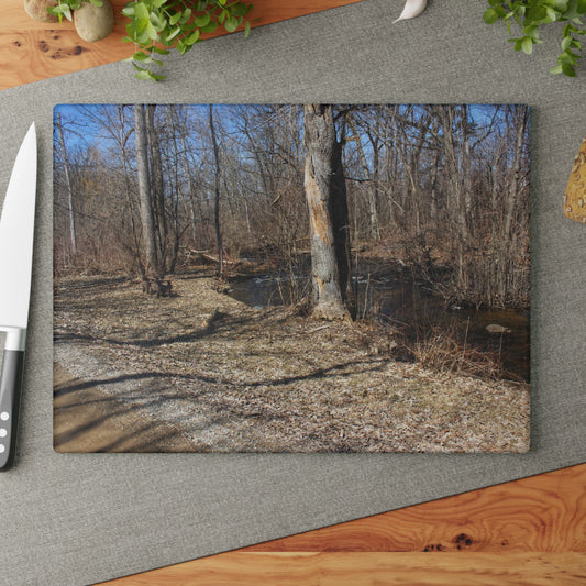 U R There Photography Creekside Seating Rustic Farmhouse Tempered-Glass Cutting Board