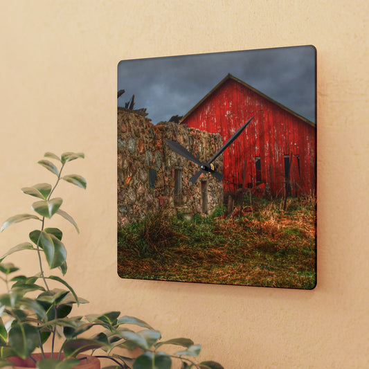 U R There Photography Stanley Road Ruins Rustic Farmhouse Acrylic Analog Wall Clock