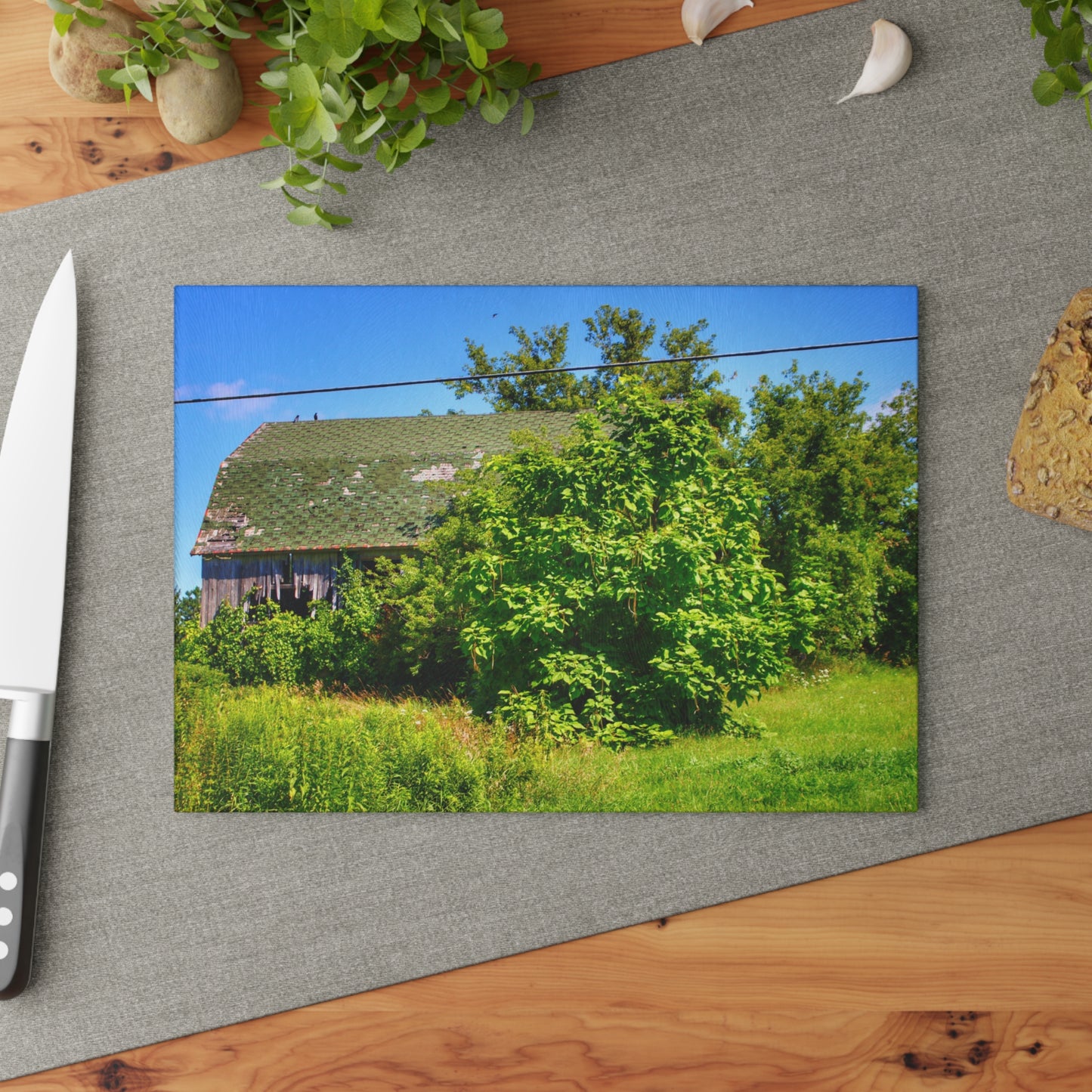 U R There Photography Hidden Grey of Hunters Creek Rustic Farmhouse Tempered-Glass Cutting Board