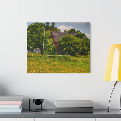 U R There Photography Hidden Red Beyond the Fence Rustic Farmhouse Acrylic Wall Print