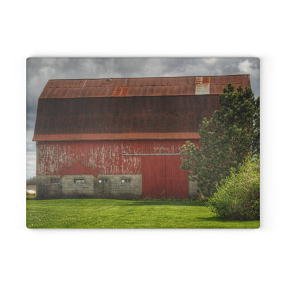 U R There Photography Big Red I Rustic Farmhouse Tempered-Glass Cutting Board