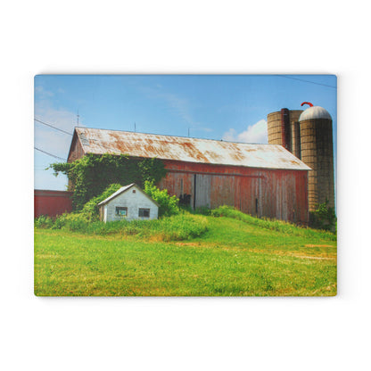 U R There Photography Marlette Red I Rustic Farmhouse Tempered-Glass Cutting Board