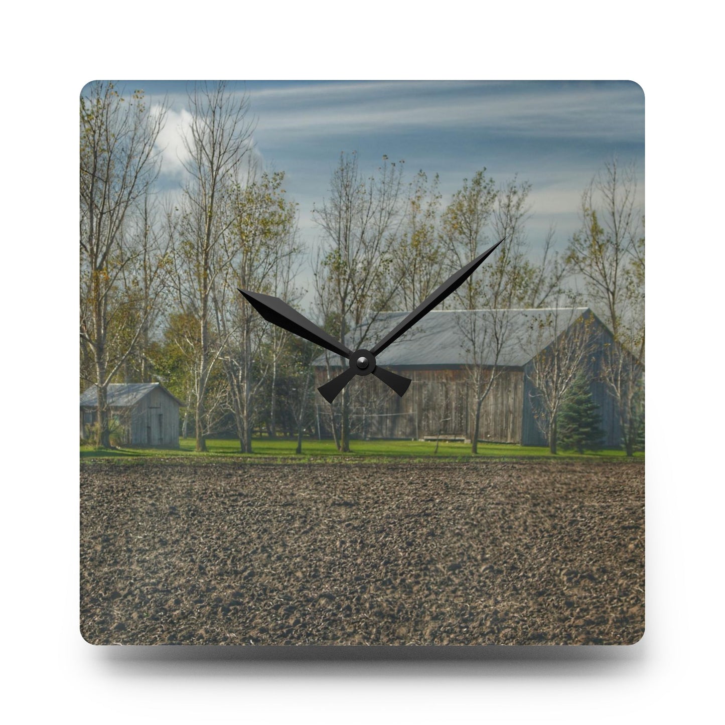 U R There Photography Dehmel Road Farm II Rustic Farmhouse Acrylic Analog Wall Clock