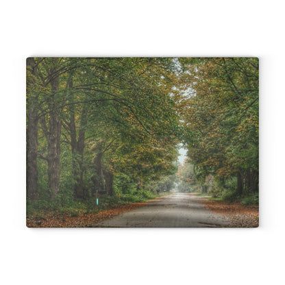 U R There Photography Country Roads in Millington Rustic Farmhouse Tempered-Glass Cutting Board
