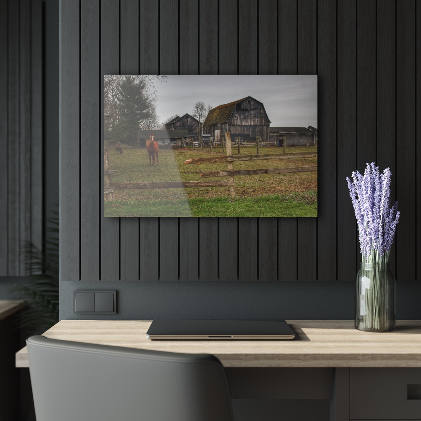 U R There Photography South Summers Road Old Grey and Caramel II Rustic Farmhouse Acrylic Wall Print