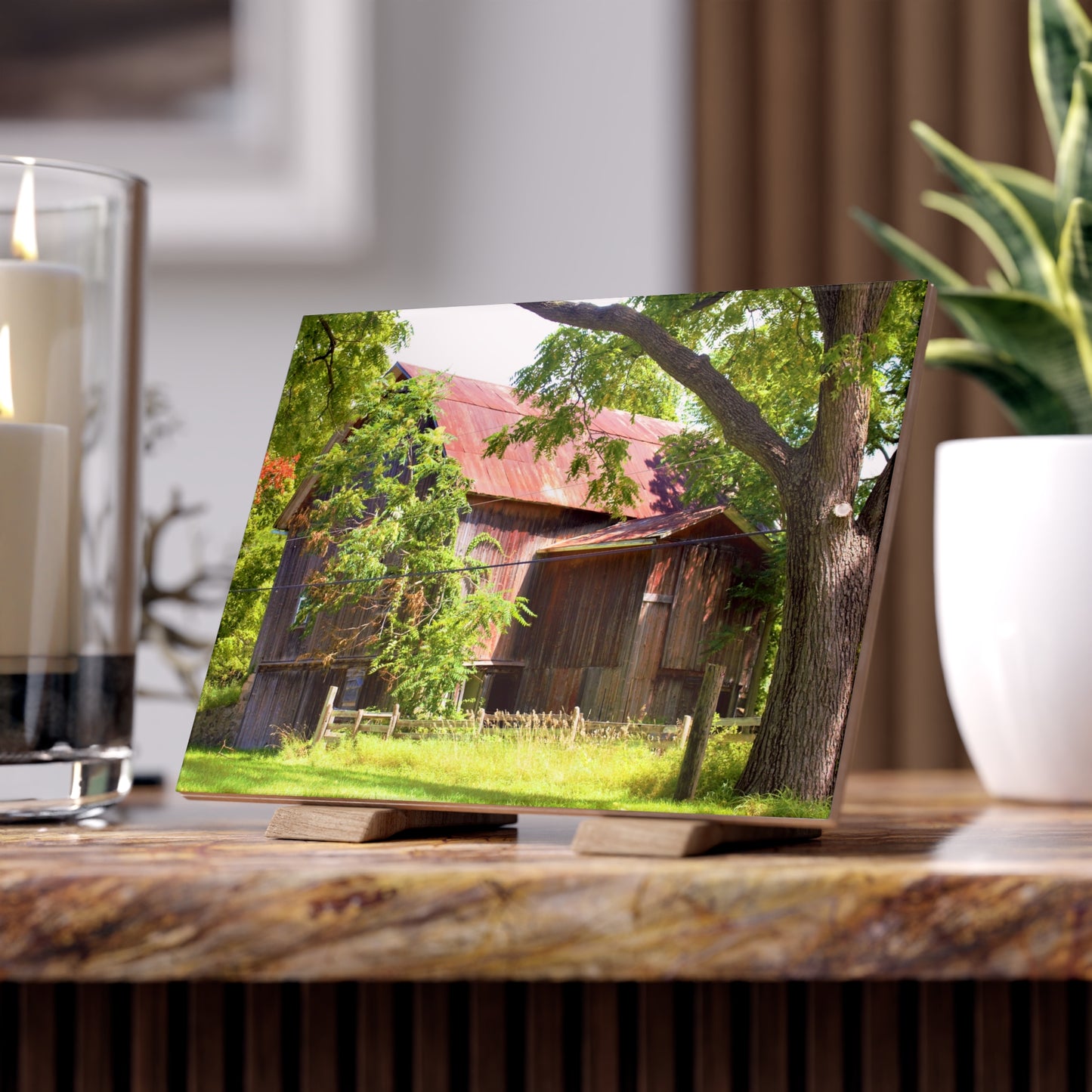 U R There Photography Oxford Rusted Red I Rustic Farmhouse Decorative Ceramic Tile