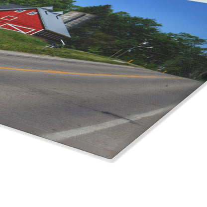 U R There Photography Metamora Red 2020 II Rustic Farmhouse Tempered-Glass Cutting Board