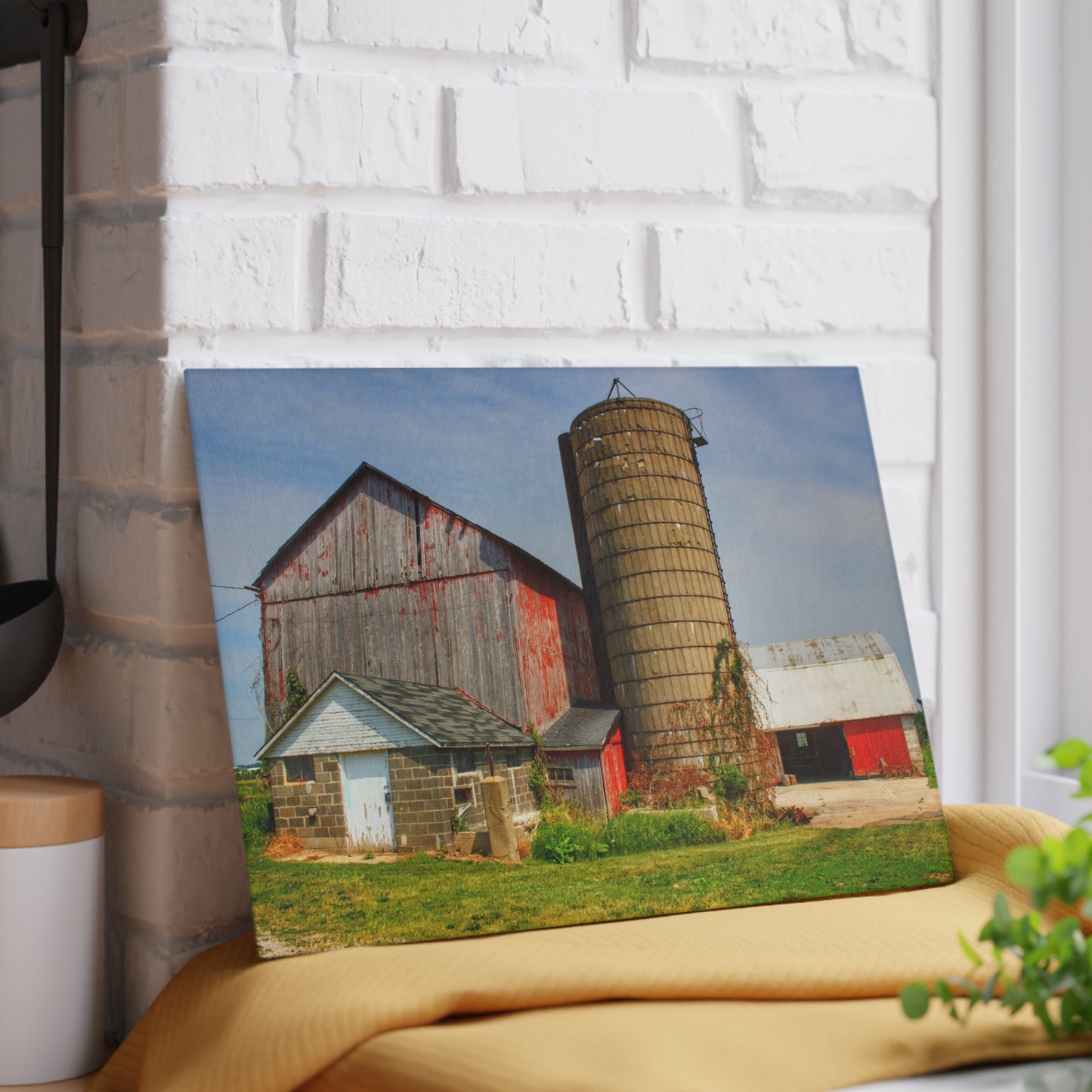 U R There Photography Marlette Red III Rustic Farmhouse Tempered-Glass Cutting Board