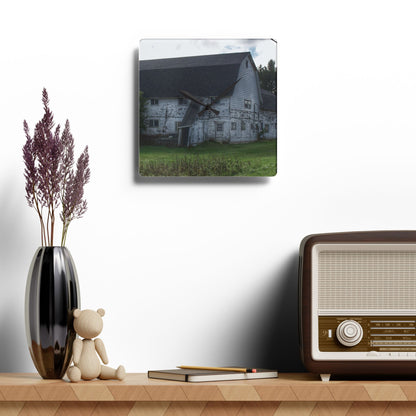 U R There Photography Metamora M-24 White Rustic Farmhouse Acrylic Analog Wall Clock 10.75'' × 10.75'' (Square)
