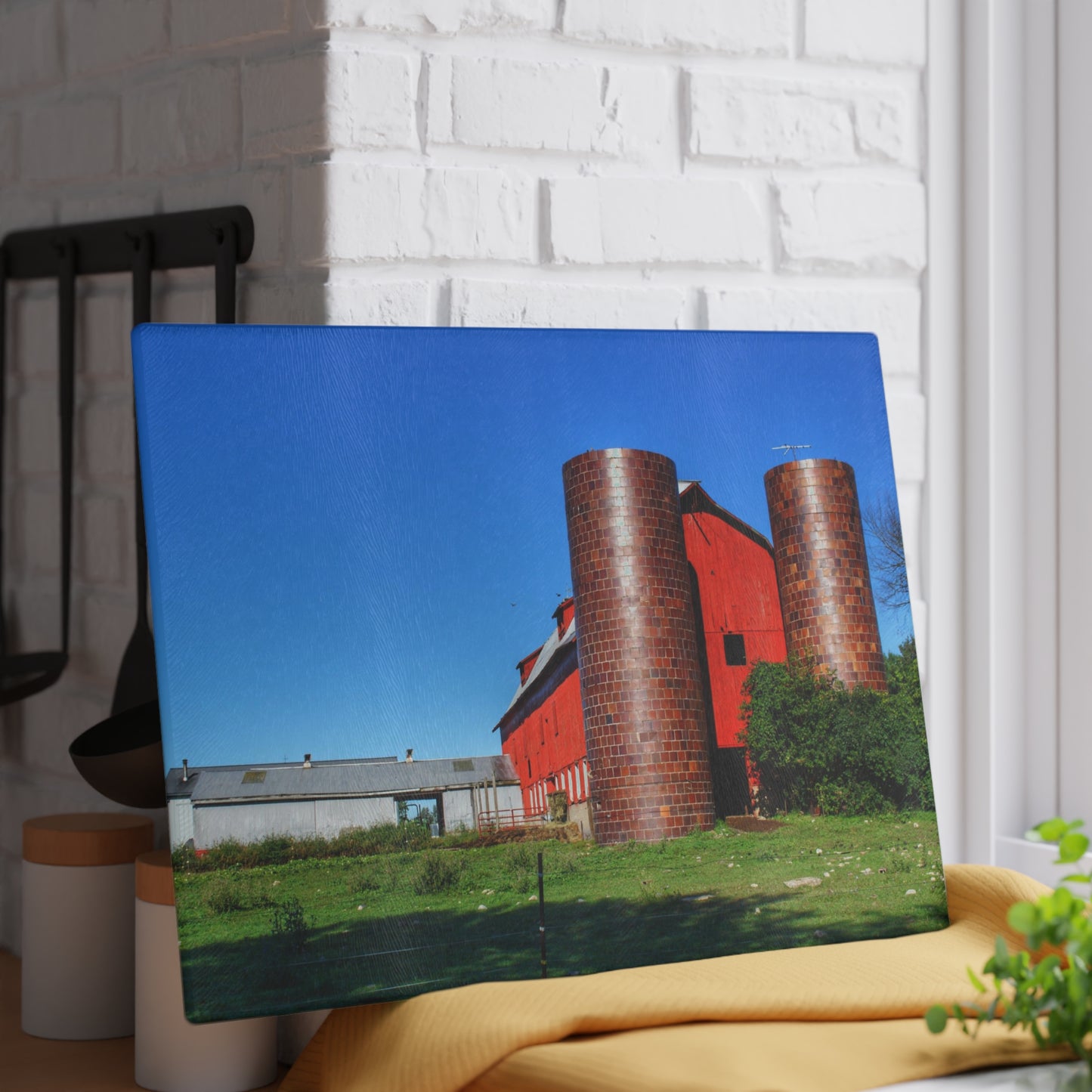 U R There Photography Baldwin Red I Rustic Farmhouse Tempered-Glass Cutting Board