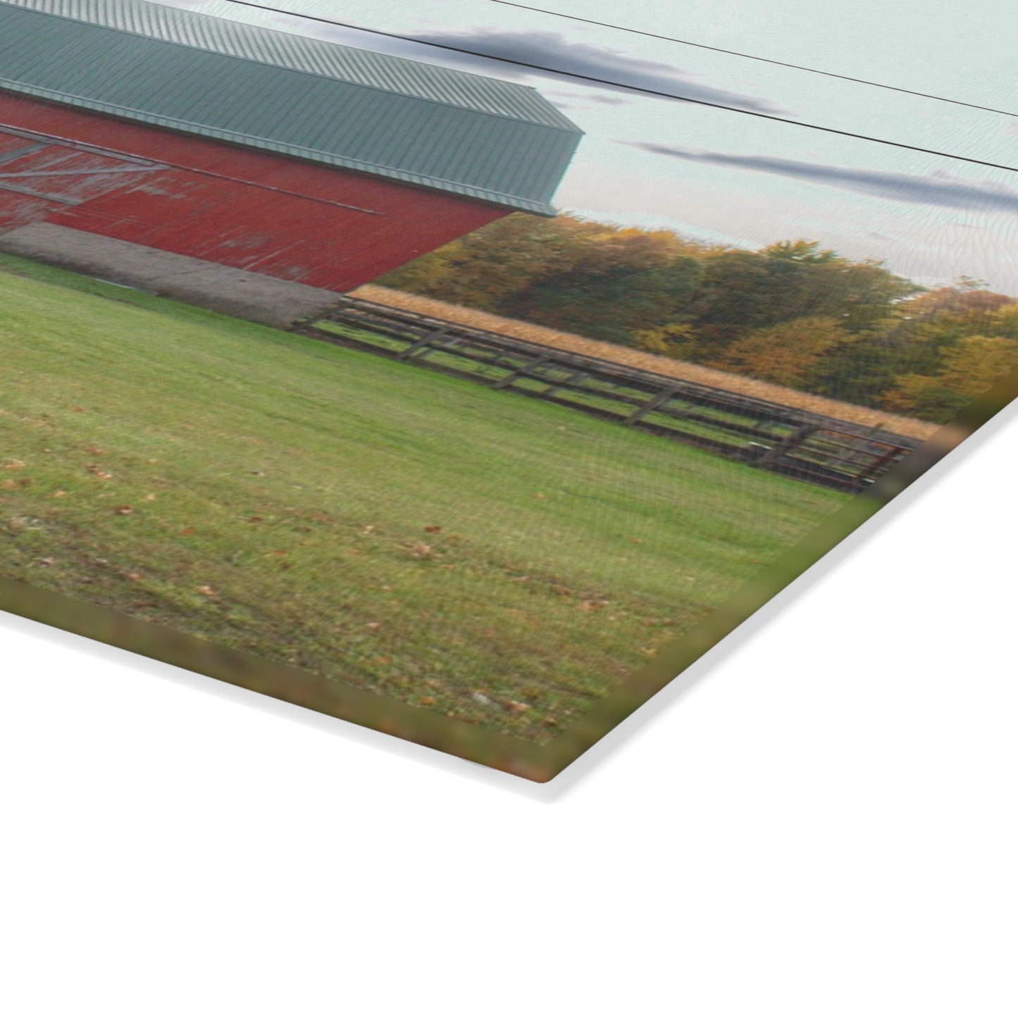 U R There Photography Bowers Roadside Red Rustic Farmhouse Tempered-Glass Cutting Board