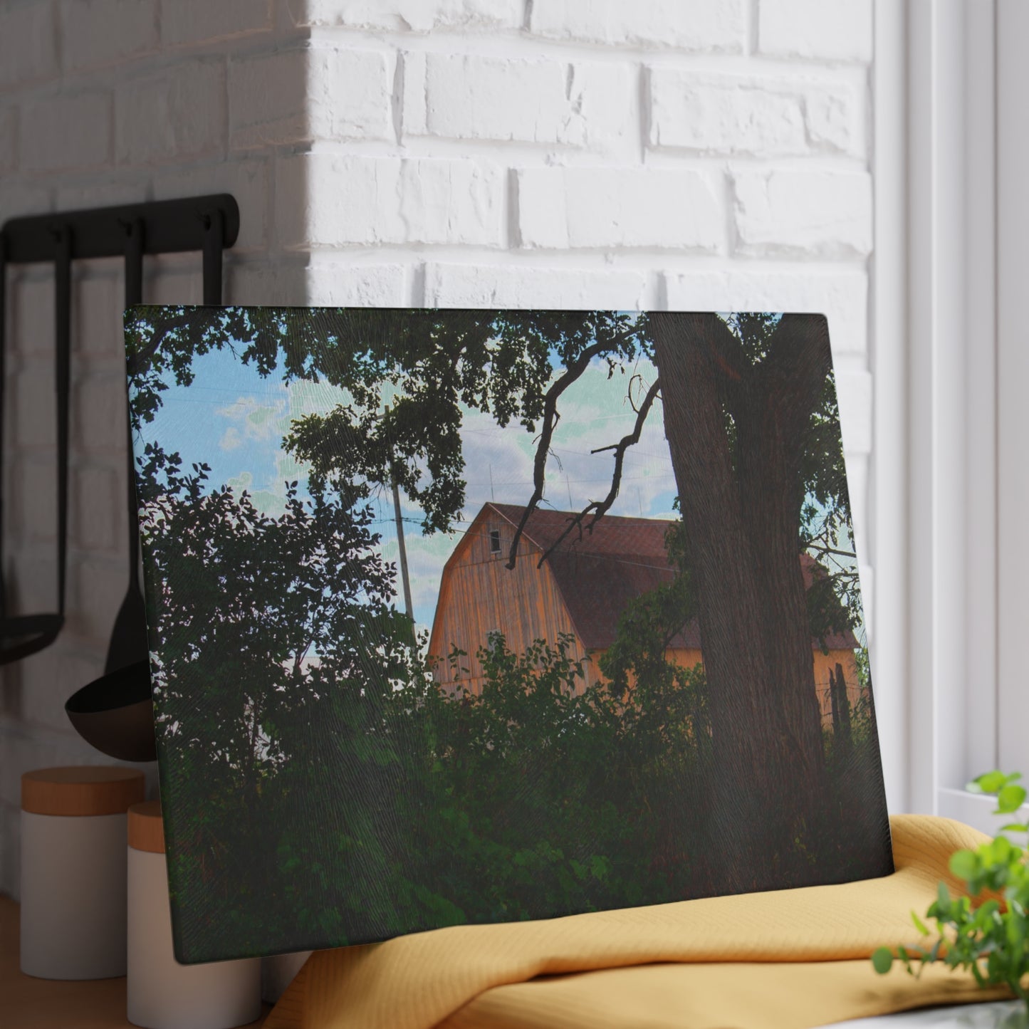 U R There Photography Bristol Gold Hidden Rustic Farmhouse Tempered-Glass Cutting Board
