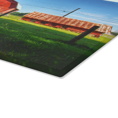 U R There Photography Frances Road Reds II Rustic Farmhouse Tempered-Glass Cutting Board