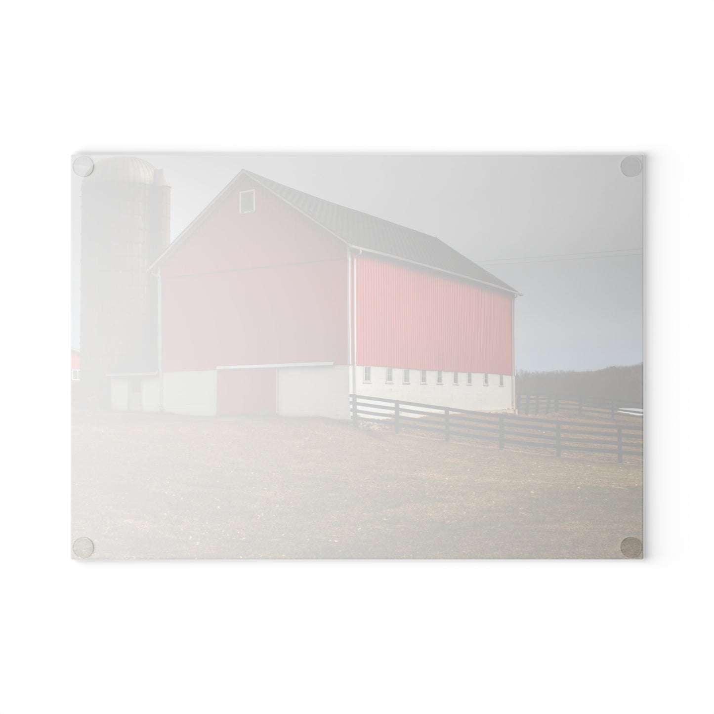 U R There Photography Brocker Road Red I Rustic Farmhouse Tempered-Glass Cutting Board