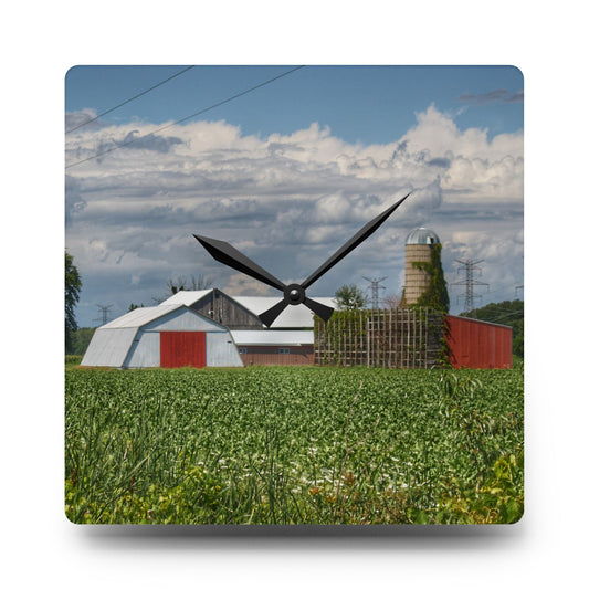 Montrose Farm I Rustic Farmhouse Acrylic Analog Wall Clock 10.75'' × 10.75'' (Square)