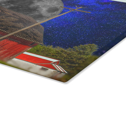 U R There Photography Moon over Hollenbeck Rustic Farmhouse Tempered-Glass Cutting Board