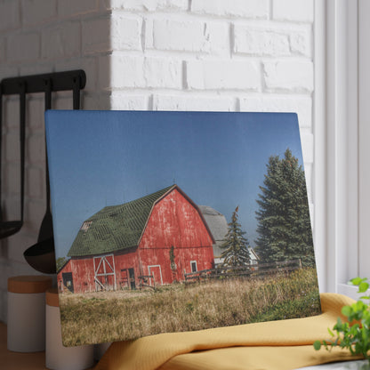 U R There Photography Elmwood Road Red III Rustic Farmhouse Tempered-Glass Cutting Board