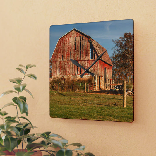 Rustic Farmhouse Wall Clock featuring Marathon Road Red I