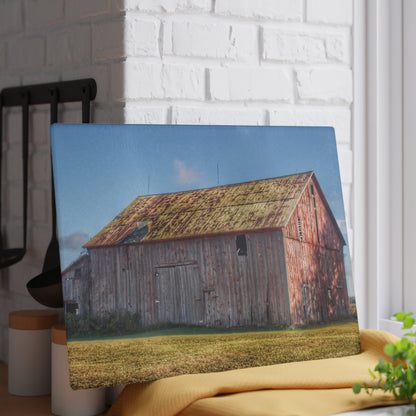U R There Photography Fargo Road Saltbox Rustic Farmhouse Tempered-Glass Cutting Board