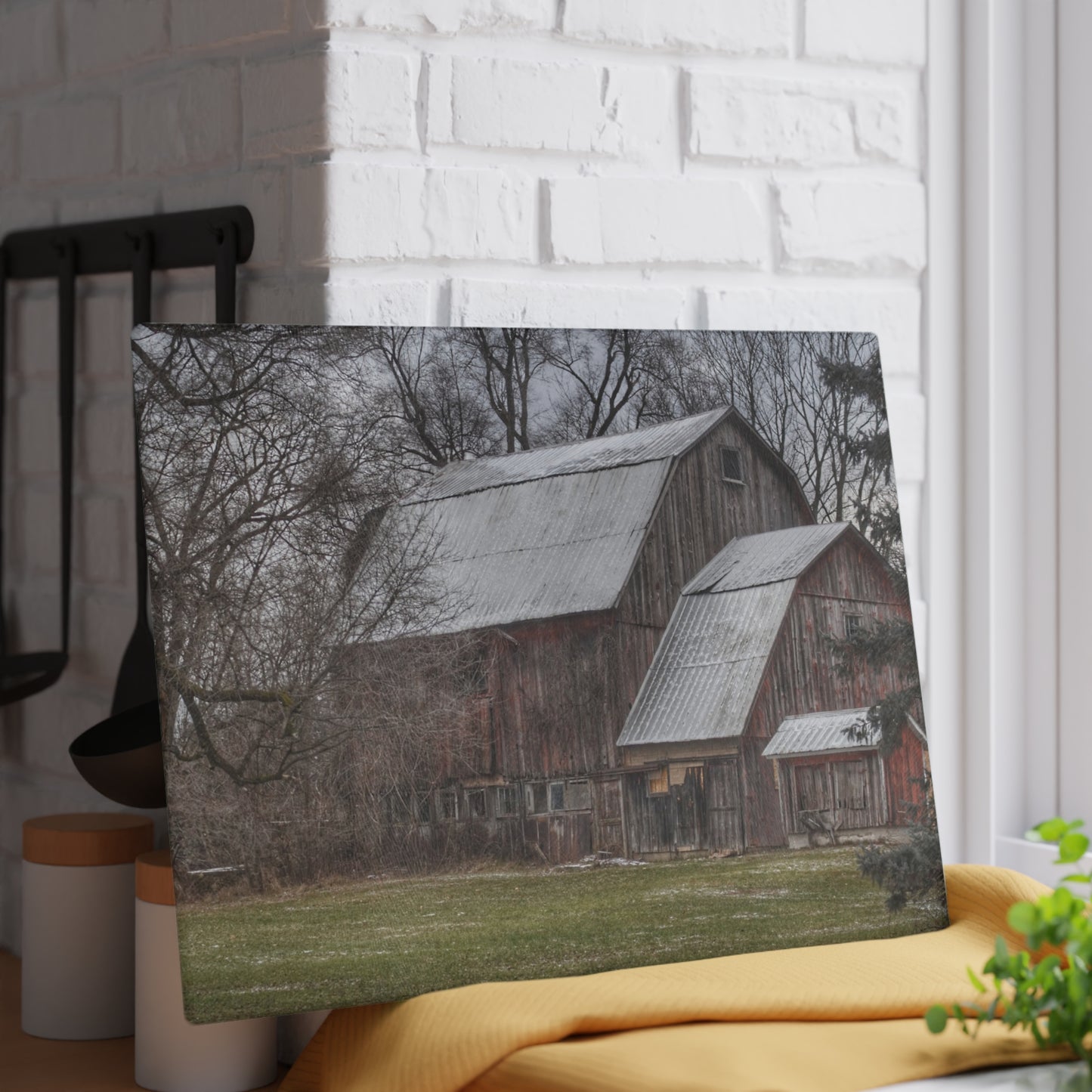 U R There Photography Hennessey Road Grey Rustic Farmhouse Tempered-Glass Cutting Board
