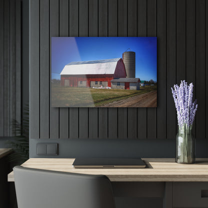 U R There Photography Burt Road Red and Silo Rustic Farmhouse Acrylic Wall Print
