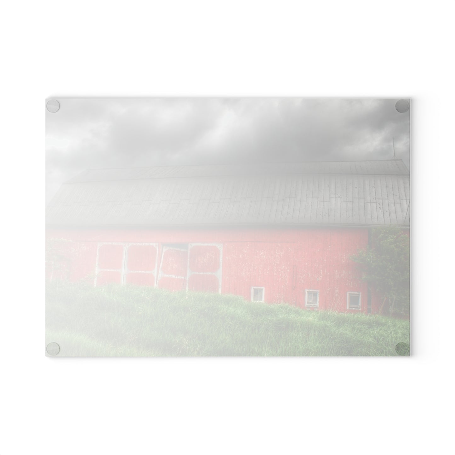 U R There Photography Stanley Road Red II Rustic Farmhouse Tempered-Glass Cutting Board