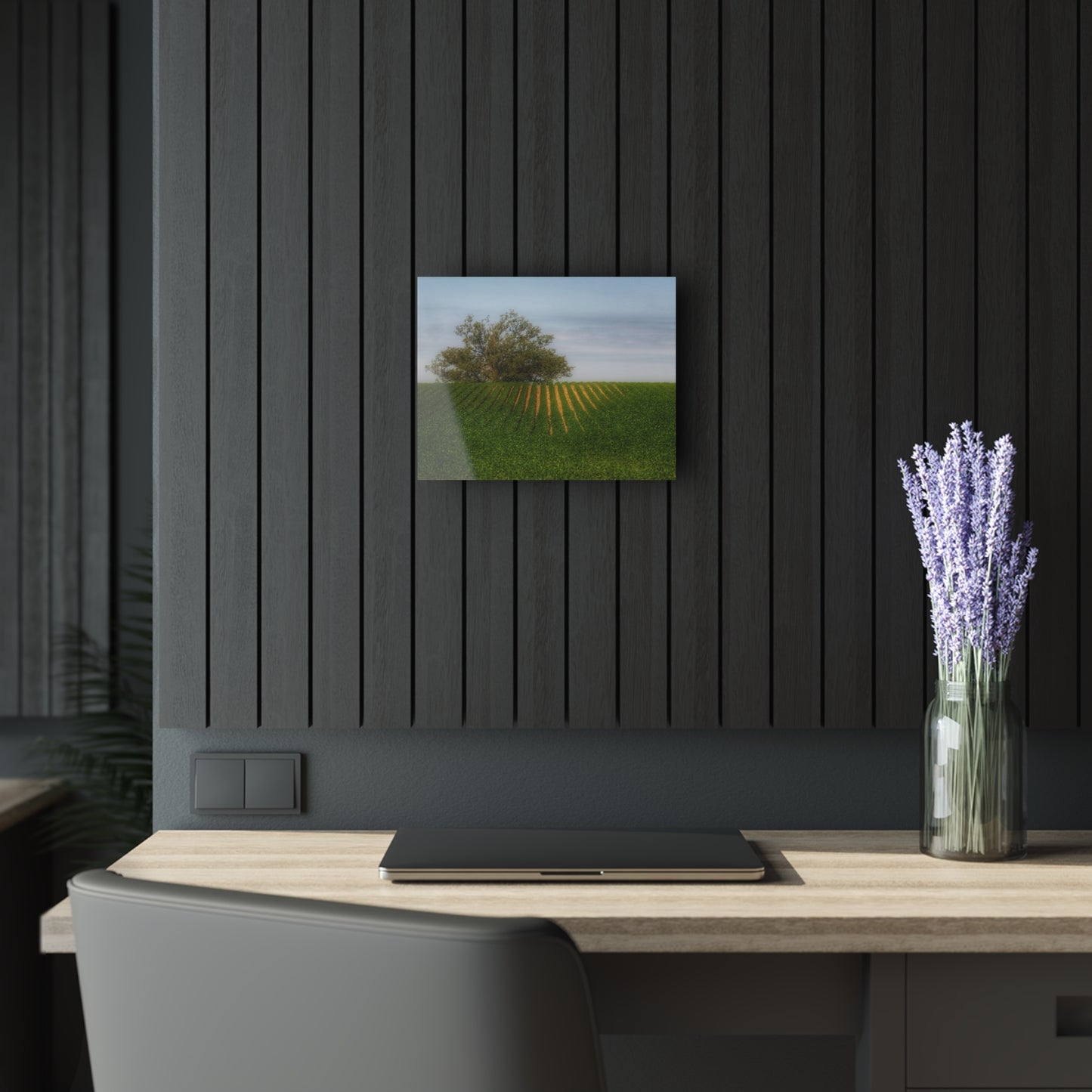 U R There Photography Tree Overlooking Farm Field Rustic Farmhouse Acrylic Wall Print