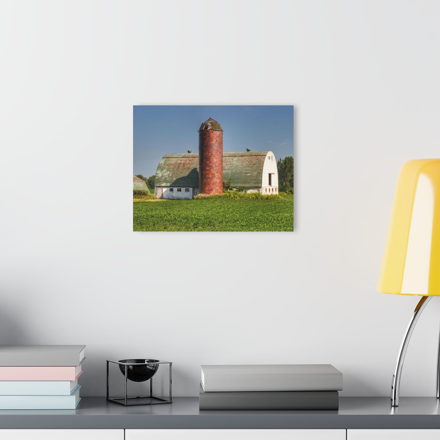 U R There Photography Elba White and Silo Rustic Farmhouse Acrylic Wall Print