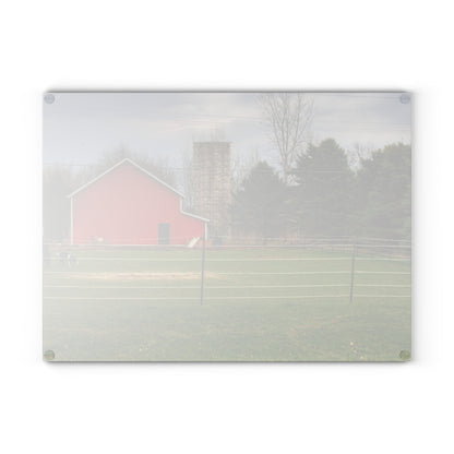 U R There Photography Fostoria Little Red Rustic Farmhouse Tempered-Glass Cutting Board