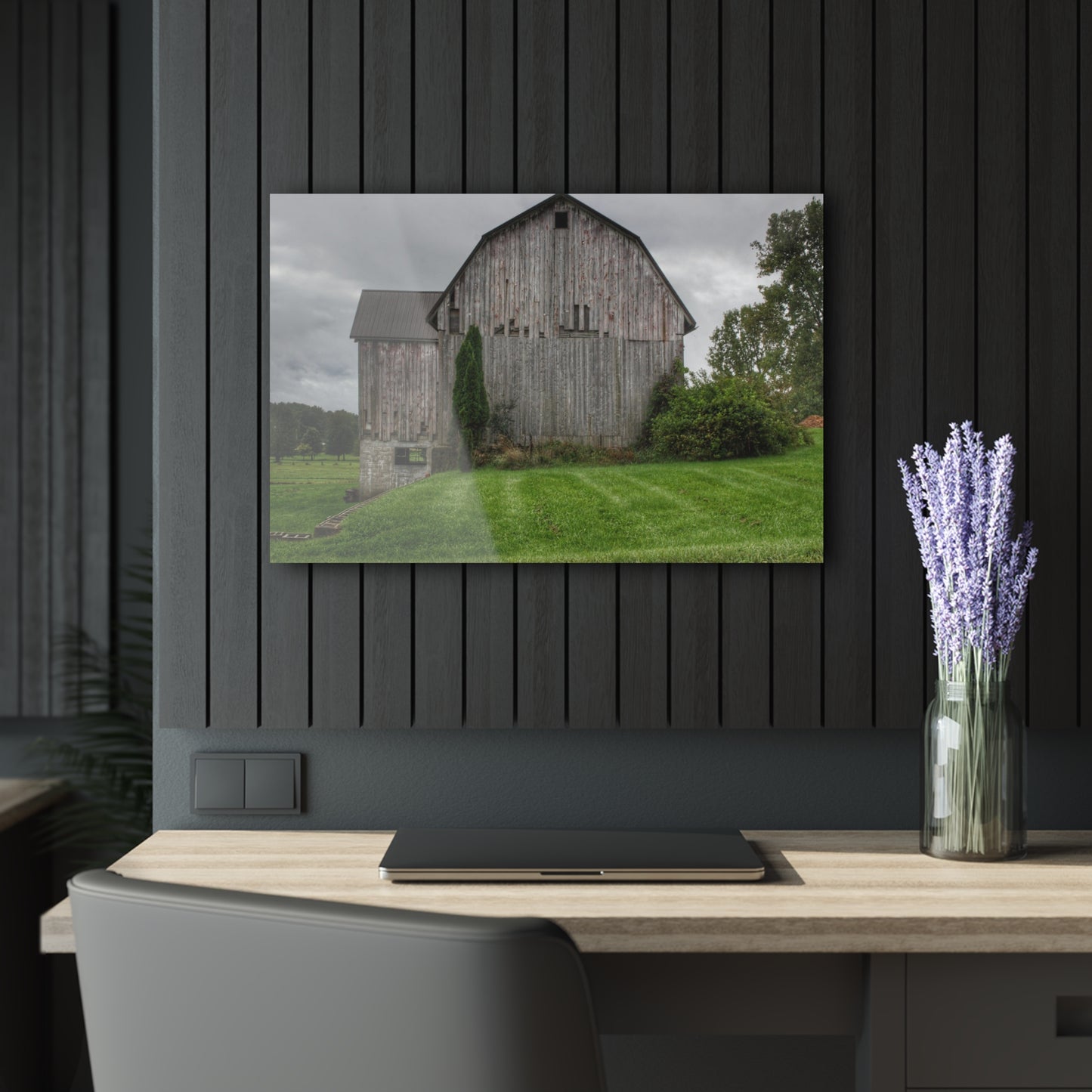U R There Photography Dequindre Road Grey III Rustic Farmhouse Acrylic Wall Print