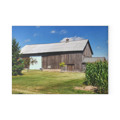 U R There Photography Frog Barn Rustic Farmhouse Tempered-Glass Cutting Board