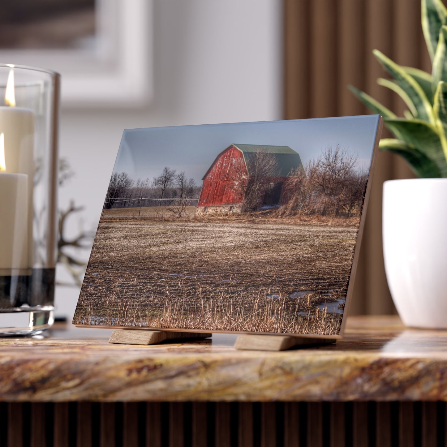 U R There Photography Bowers Road Goodland Red Rustic Farmhouse Decorative Ceramic Tile