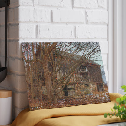 U R There Photography Norway Lake Road Hidden Grey II Rustic Farmhouse Tempered-Glass Cutting Board