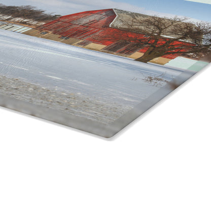 U R There Photography Oregon Road Hillside Red Rustic Farmhouse Tempered-Glass Cutting Board