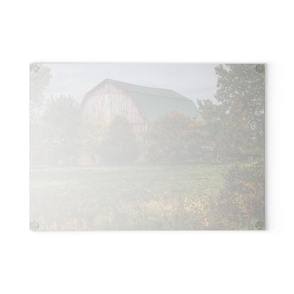 U R There Photography Elmwood Road Red II Rustic Farmhouse Tempered-Glass Cutting Board