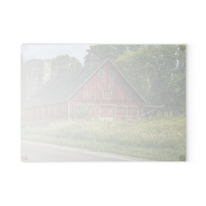 U R There Photography Metamora Red I Rustic Farmhouse Tempered-Glass Cutting Board