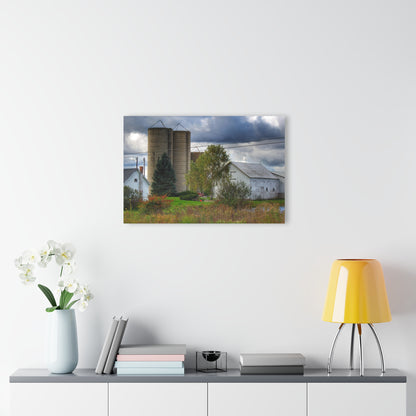 U R There Photography Baldwin White and Silos Rustic Farmhouse Acrylic Wall Print