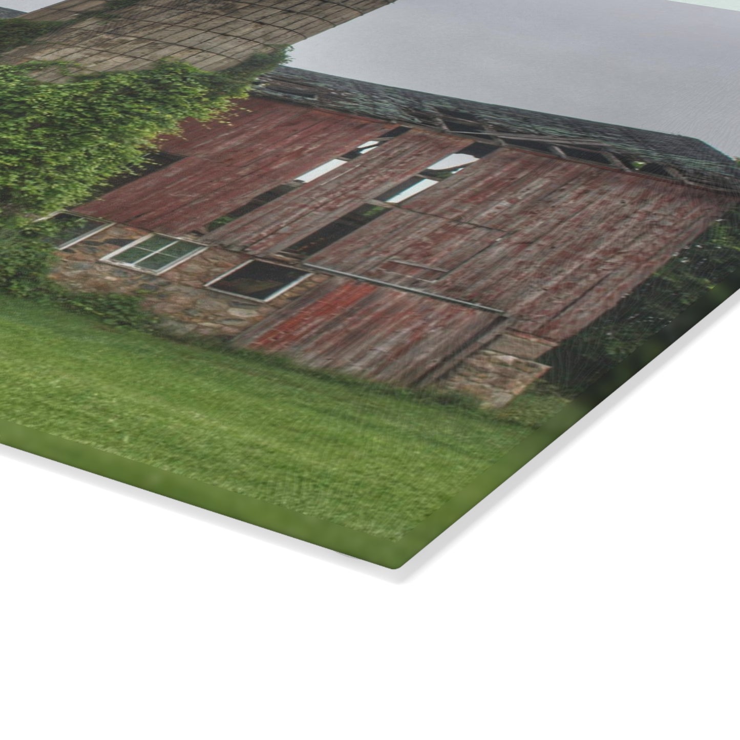 U R There Photography Imlay City Road Red I Rustic Farmhouse Tempered-Glass Cutting Board