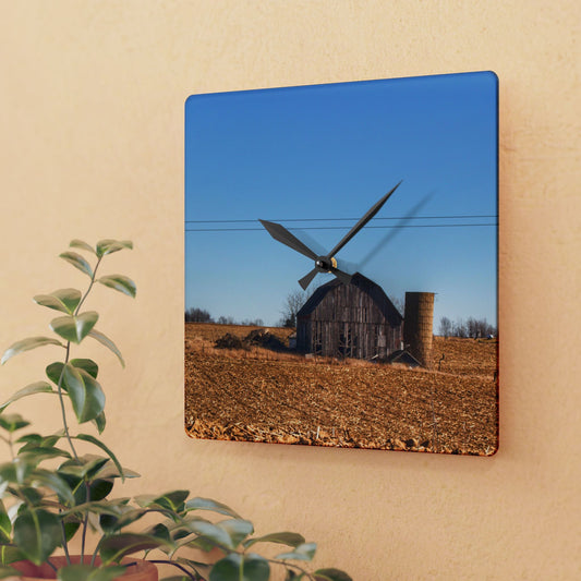 U R There Photography Hurd Corners Grey Rustic Farmhouse Acrylic Analog Wall Clock