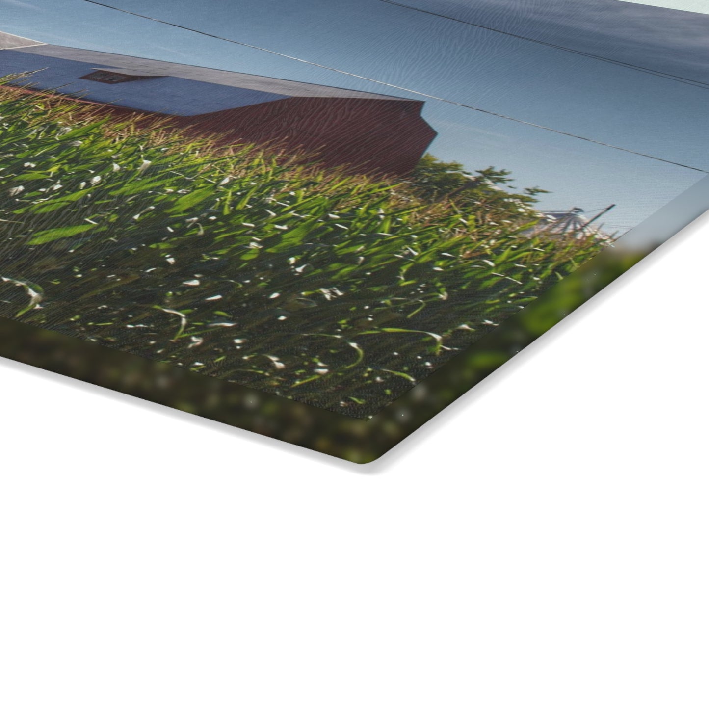 U R There Photography Above the Corn on Tuscola Road Rustic Farmhouse Tempered-Glass Cutting Board
