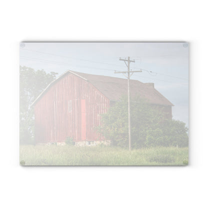 U R There Photography Armstrong Road Red I Rustic Farmhouse Tempered-Glass Cutting Board