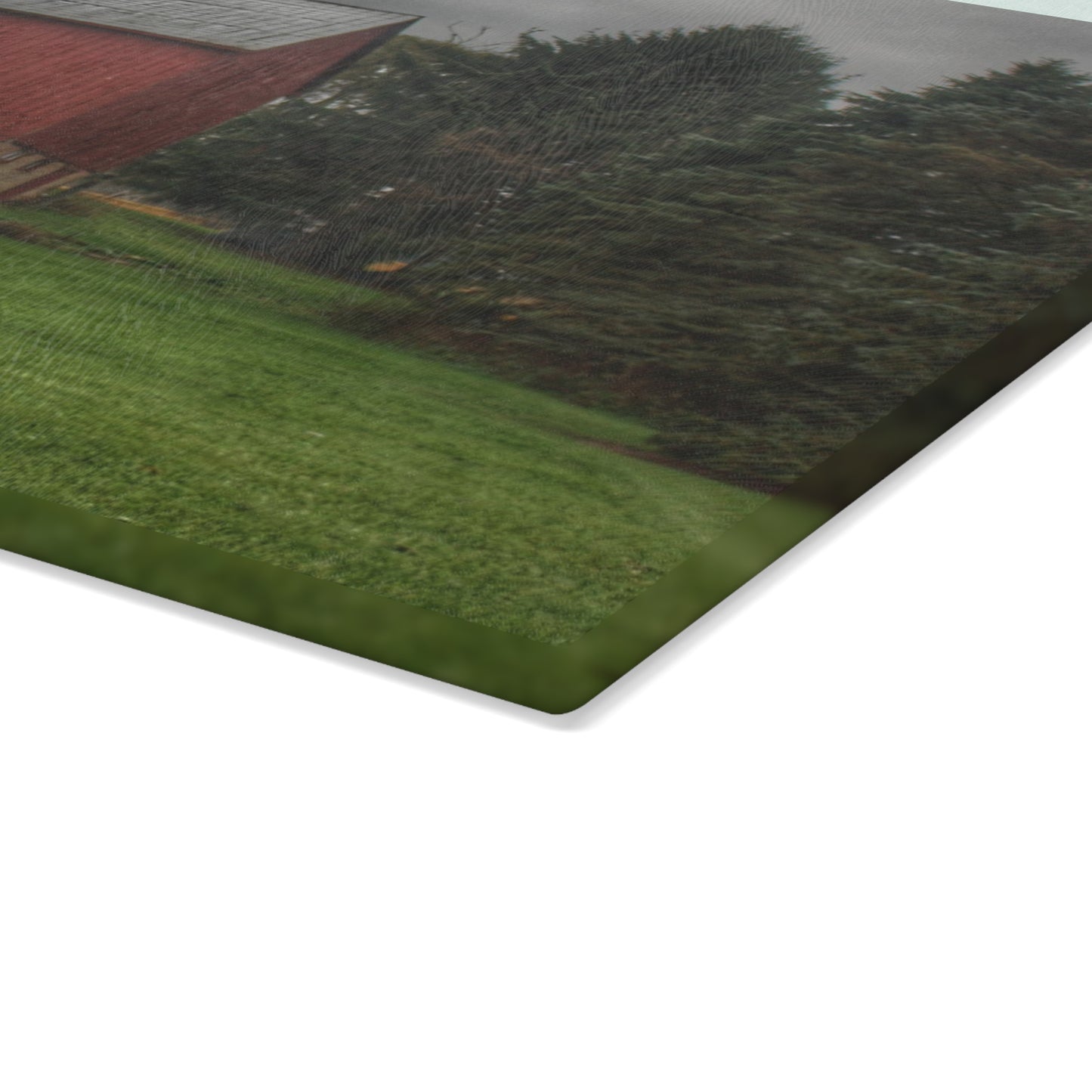 U R There Photography Bowers Road Red II Rustic Farmhouse Tempered-Glass Cutting Board