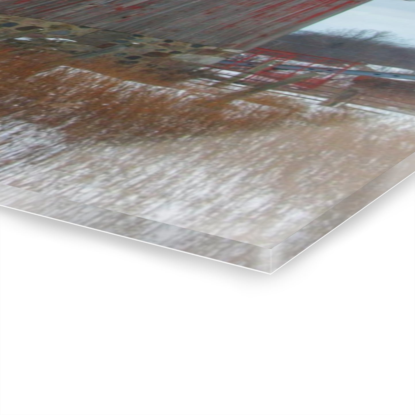 U R There Photography Lake Pleasant Stone Red and Little Grey Rustic Farmhouse Acrylic Wall Print