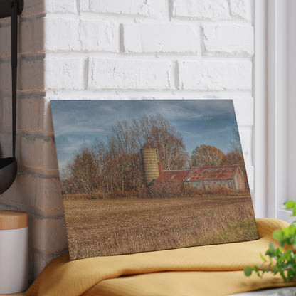 U R There Photography Brief Road Blue Rustic Farmhouse Tempered-Glass Cutting Board
