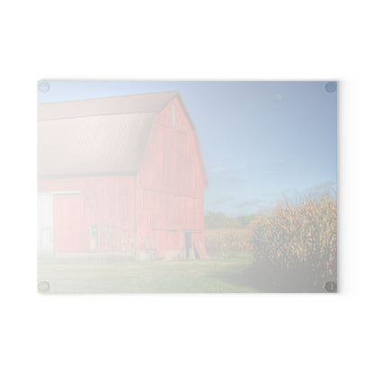 U R There Photography Fargo Road Red I Rustic Farmhouse Tempered-Glass Cutting Board