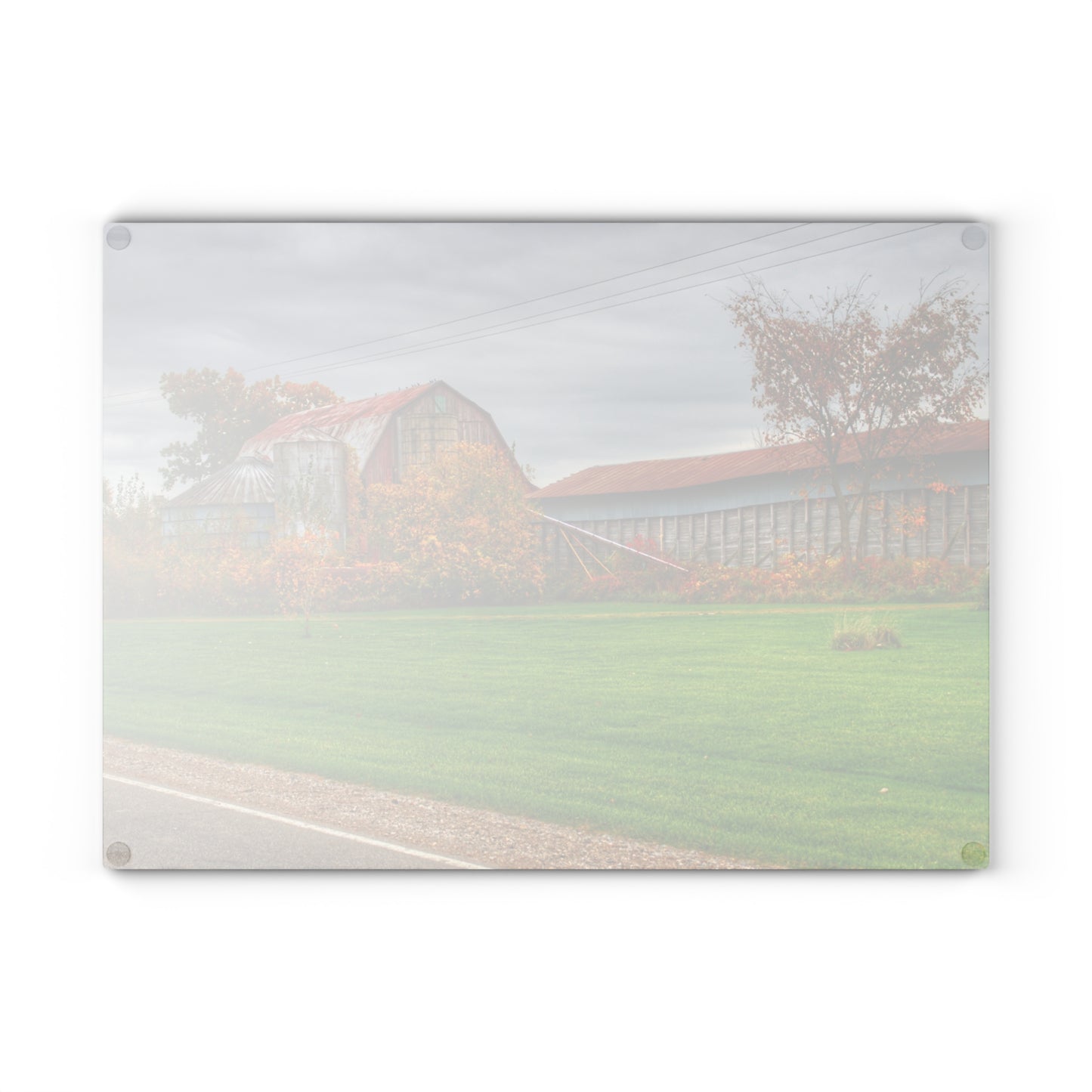 U R There Photography Galbraith Road Red Rustic Farmhouse Tempered-Glass Cutting Board