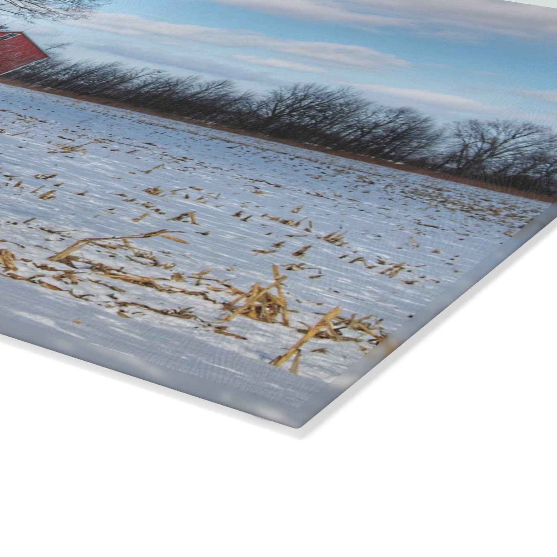 Rustic Farmhouse Cutting Board| Across Barnes Roads Frozen Corn Field