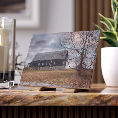 Attica Road Black Rustic Farmhouse Decorative Ceramic Tile 6" × 8" Glossy
